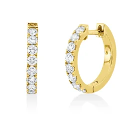 Creolen aus 750 Gold Gelbgold 16 Brillanten 0,65ct TW-SI 15,5x2,2mm