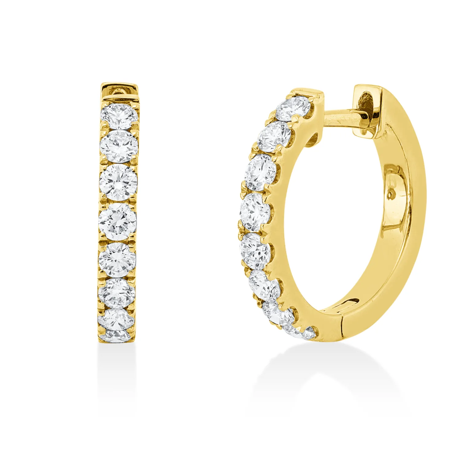 Creolen aus 750 Gold Gelbgold 16 Brillanten 0,65ct TW-SI 15,5x2,2mm