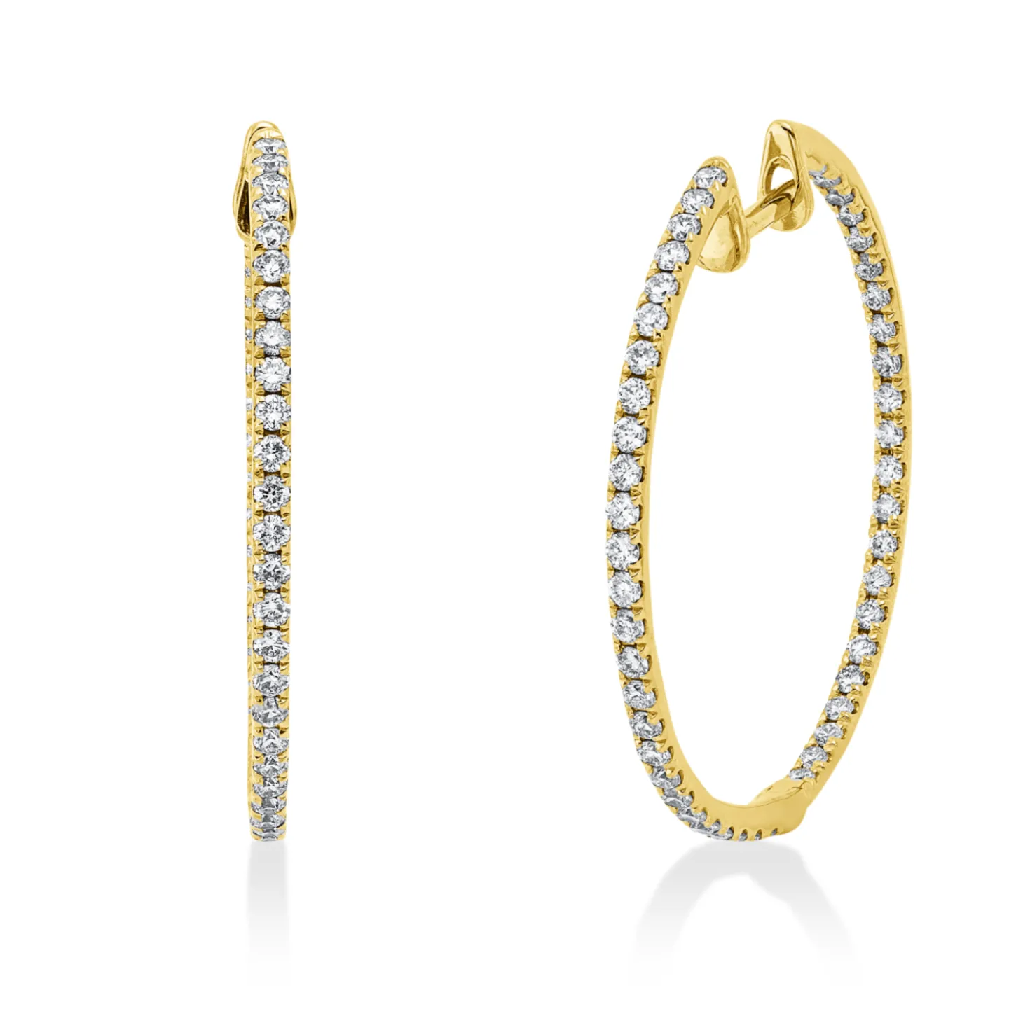 Creolen aus 750 Gold Gelbgold 96 Brillanten 0,55ct TW-SI 23,4x1,2mm
