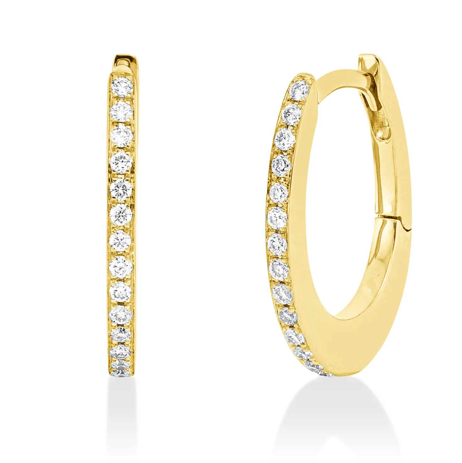 Creolen aus 750 Gold Gelbgold 28 Brillanten 0,14ct TW-SI 15,6x1,5mm
