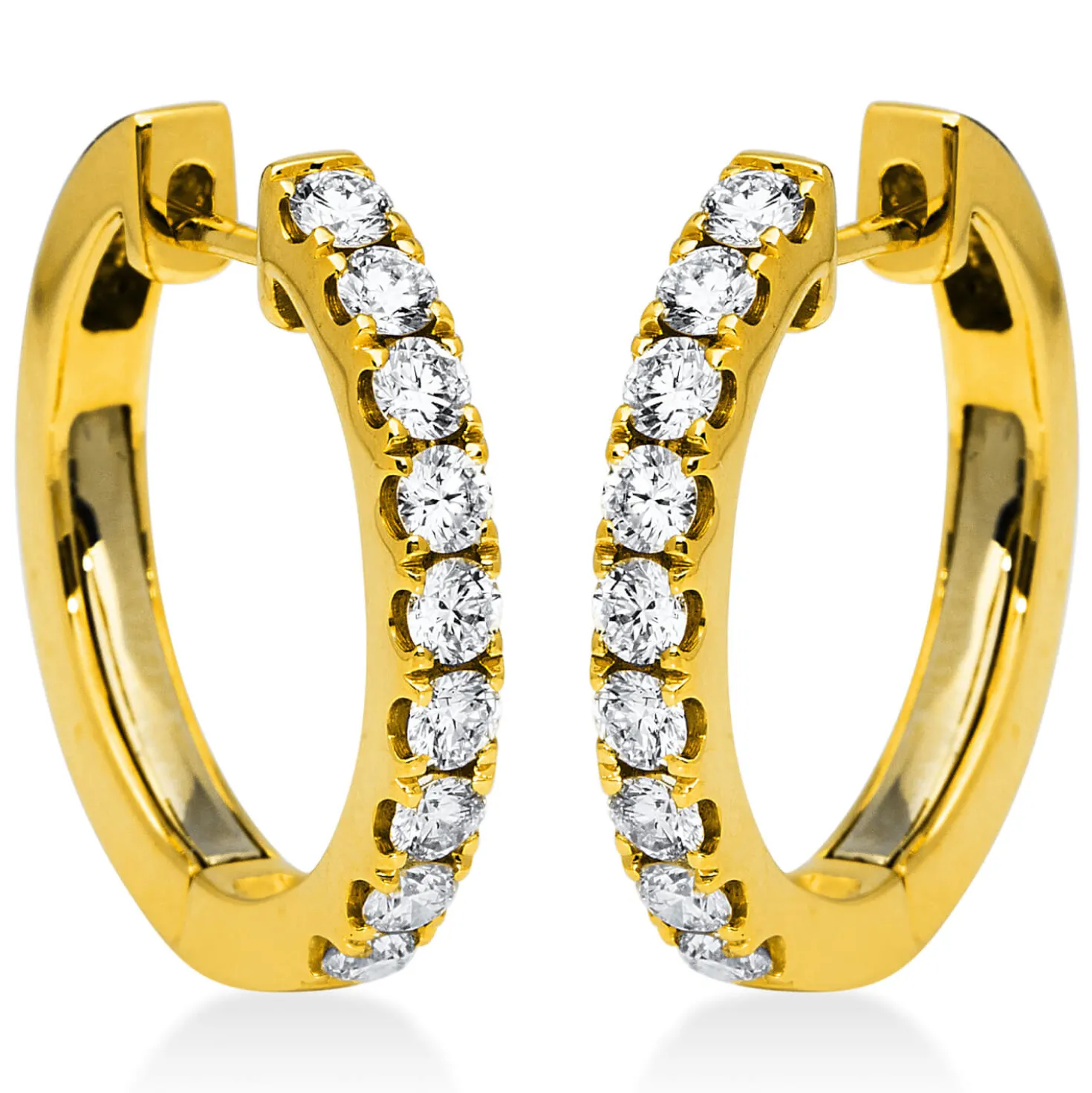 Creolen aus 750 Gold Gelbgold 18 Brillanten 0,73ct TW-SI 18,1x2,5mm