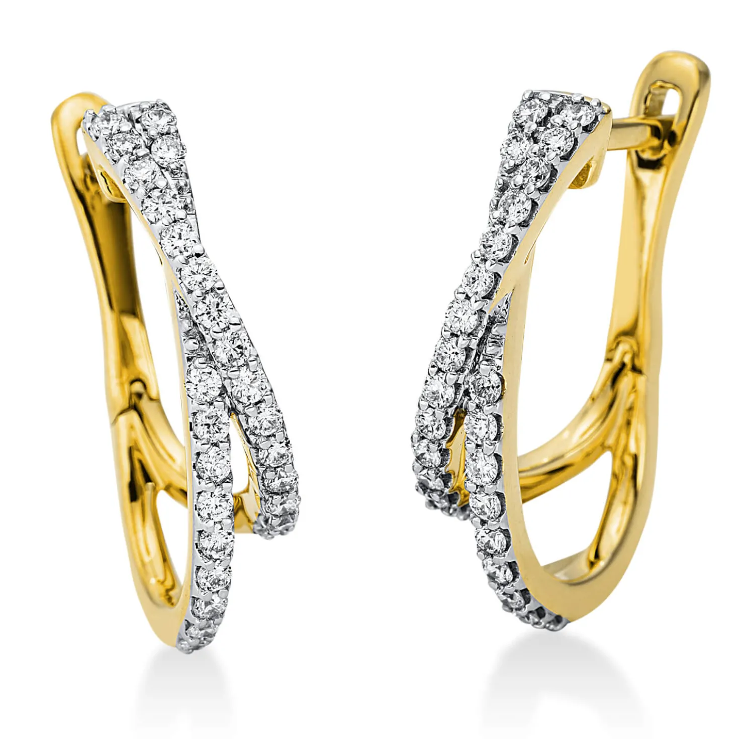 Creolen aus 750 Gold Gelbgold 52 Brillanten 0,47ct TW-SI 20,5x3,6mm