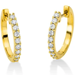 Creolen aus 750 Gold Gelbgold 18 Brillanten 0,31ct TW-SI 16,1x1,9mm