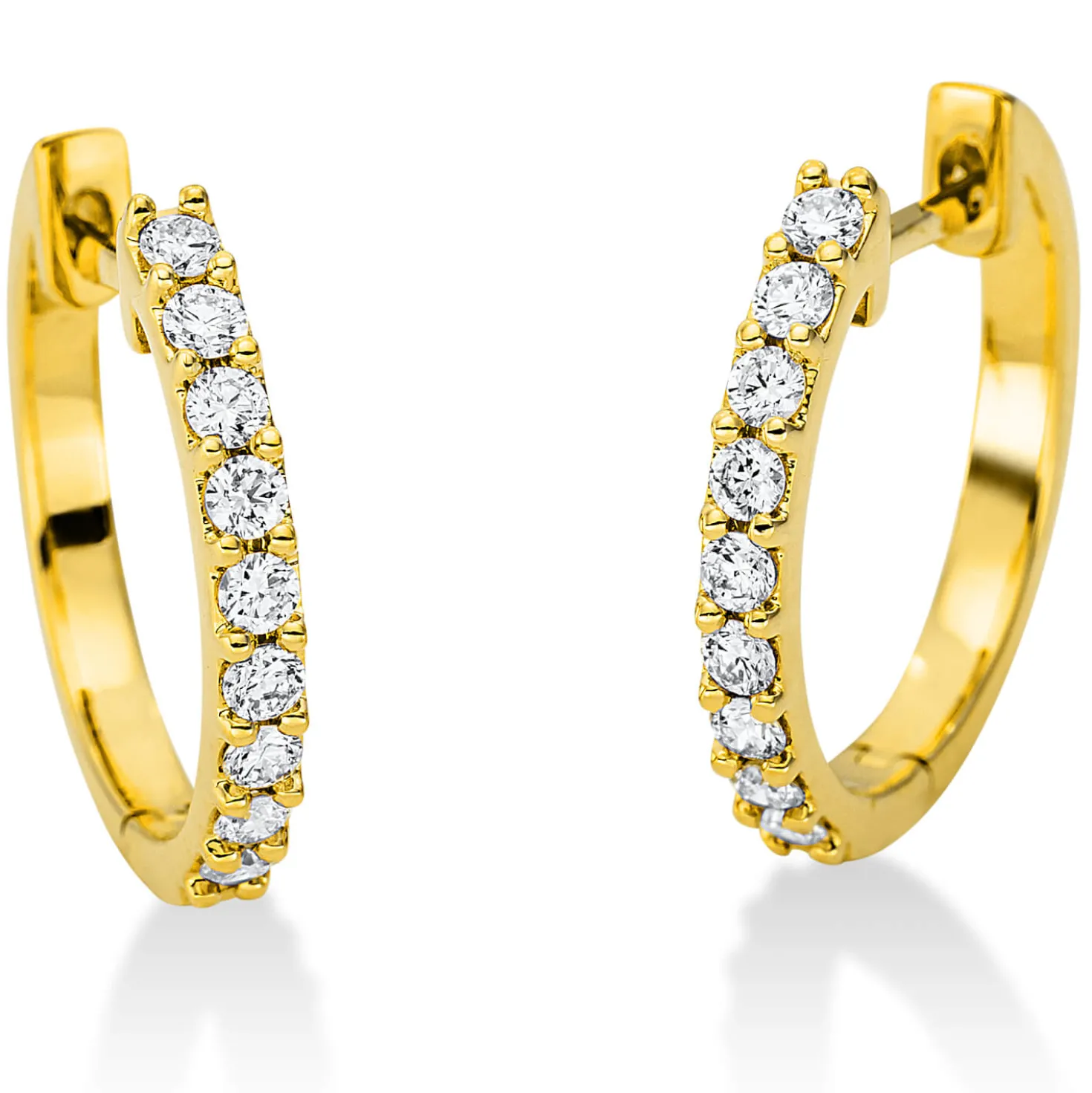 Creolen aus 750 Gold Gelbgold 18 Brillanten 0,31ct TW-SI 16,1x1,9mm