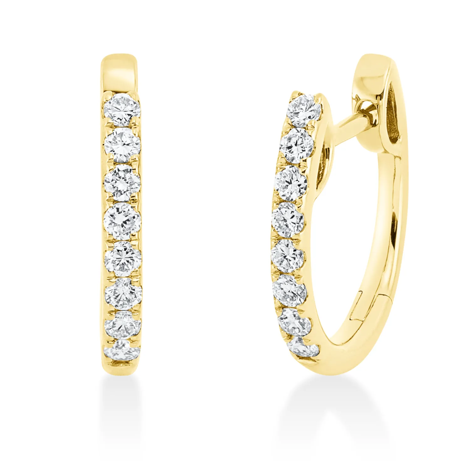 Creolen aus 750 Gold Gelbgold 16 Brillanten 0,28ct TW-SI 14,1x1,9mm