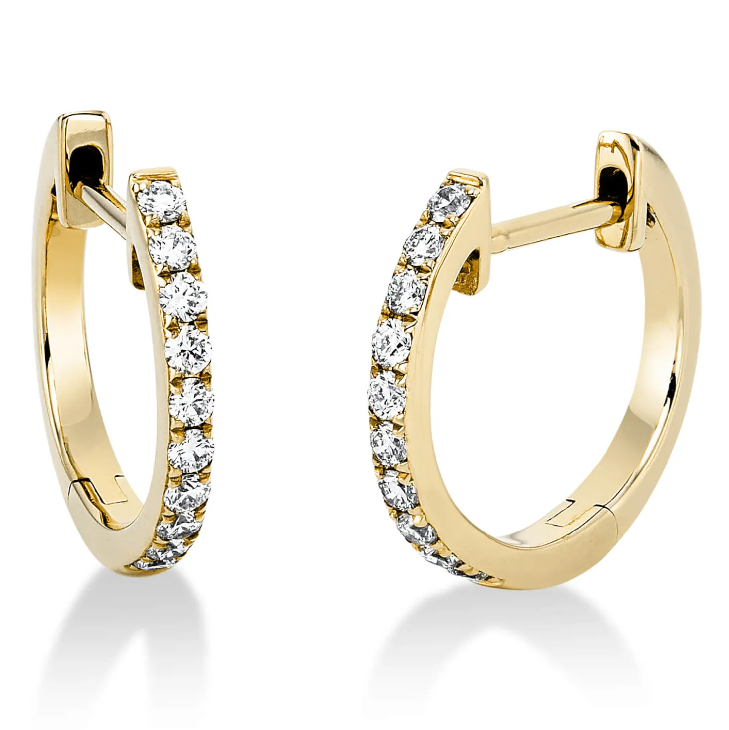 Creolen aus 750 Gold Gelbgold 20 Brillanten 0,22ct TW-SI 14,3x1,4mm