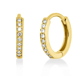 Creolen aus 750 Gold Gelbgold 18 Brillanten 0,04ct TW-SI 10,1x1,5mm