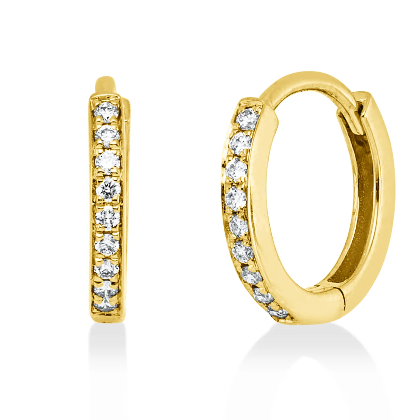 Creolen aus 750 Gold Gelbgold 18 Brillanten 0,04ct TW-SI 10,1x1,5mm