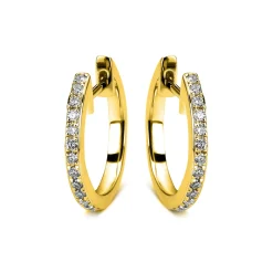 Creolen aus 750 Gold Gelbgold 36 Brillanten 0,19ct TW-SI 15,9x1,4mm
