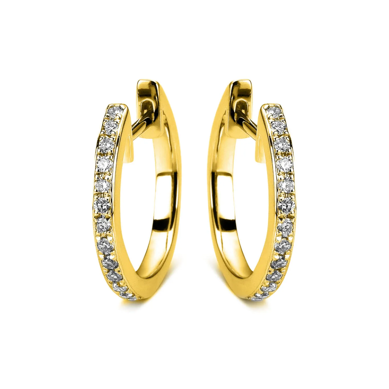 Creolen aus 750 Gold Gelbgold 36 Brillanten 0,19ct TW-SI 15,9x1,4mm