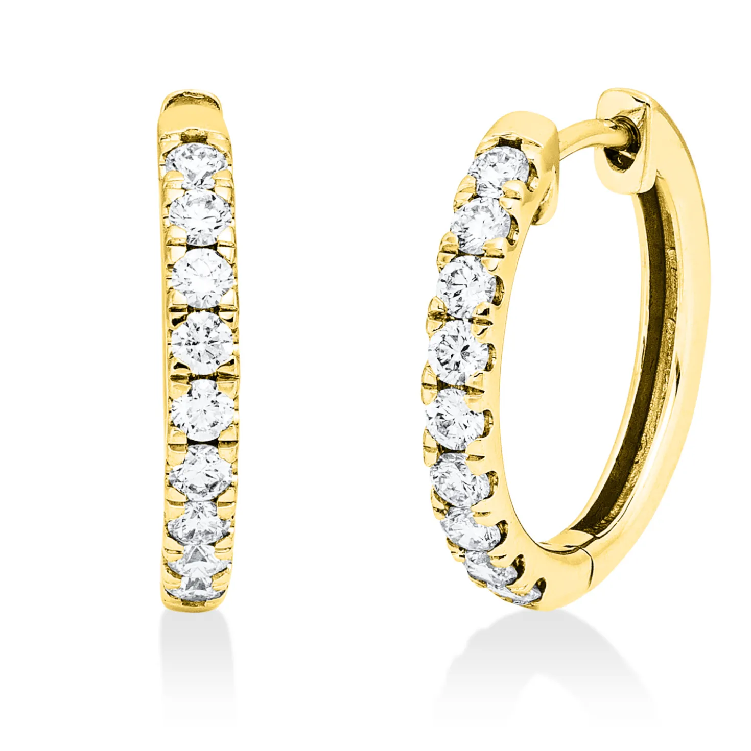 Creolen aus 750 Gold Gelbgold 18 Brillanten 0,47ct TW-SI 16x2,3mm