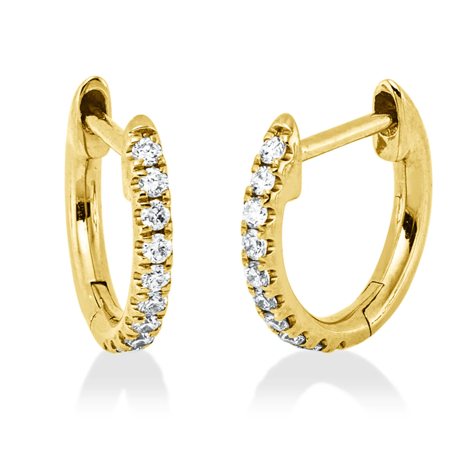 Creolen aus 750 Gold Gelbgold 20 Brillanten 0,1ct TW-SI 9,9x1,4mm