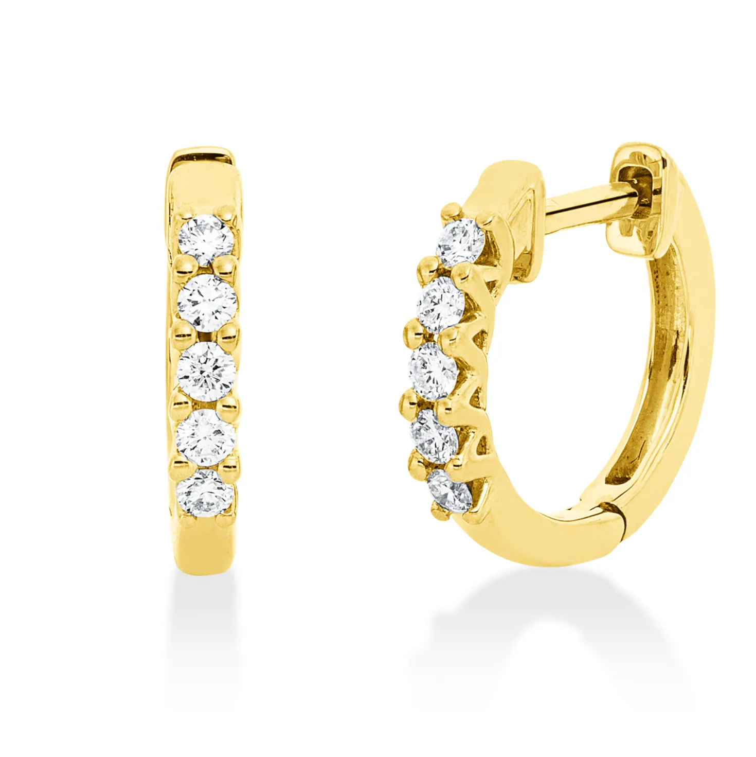 Creolen aus 750 Gold Gelbgold 10 Brillanten 0,19ct TW-SI 13,9x2,3mm
