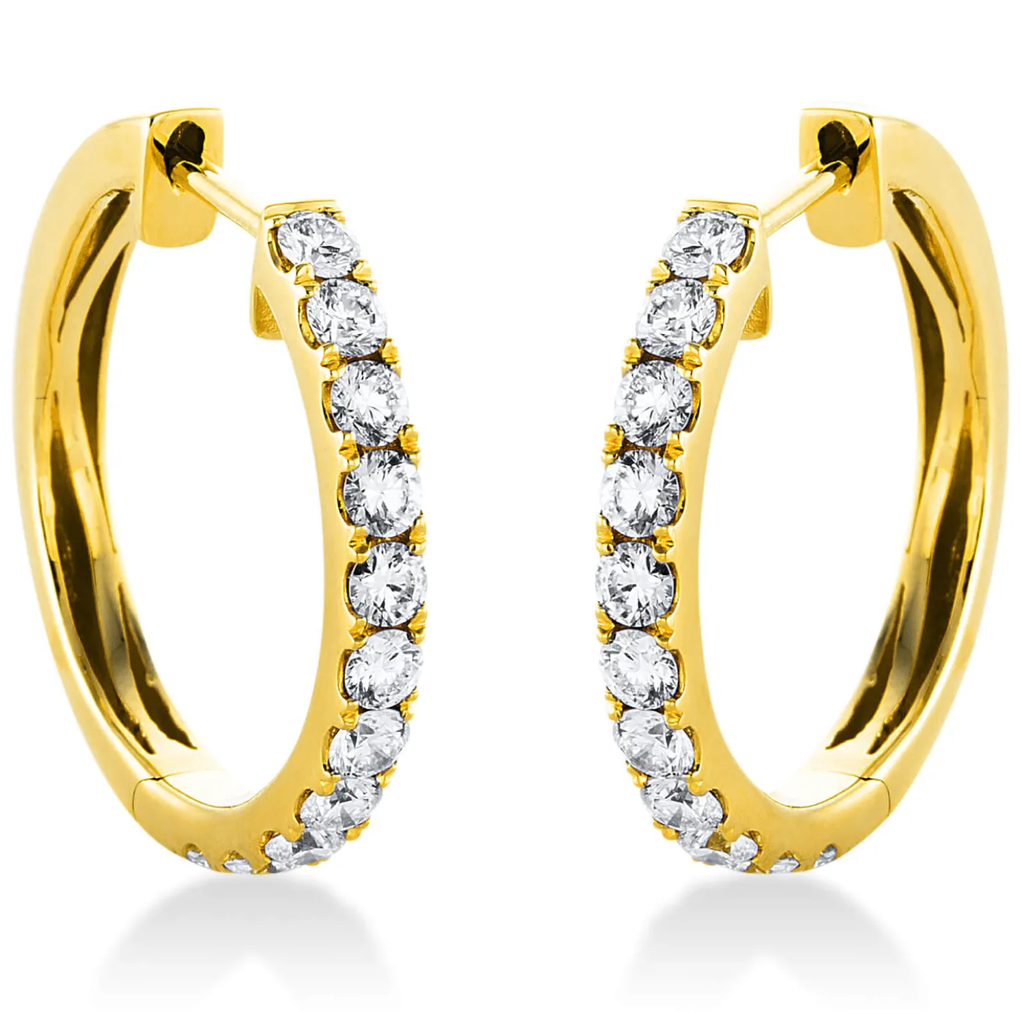 Creolen aus 750 Gold Gelbgold 22 Brillanten 0,89ct TW-SI 20x2,4mm