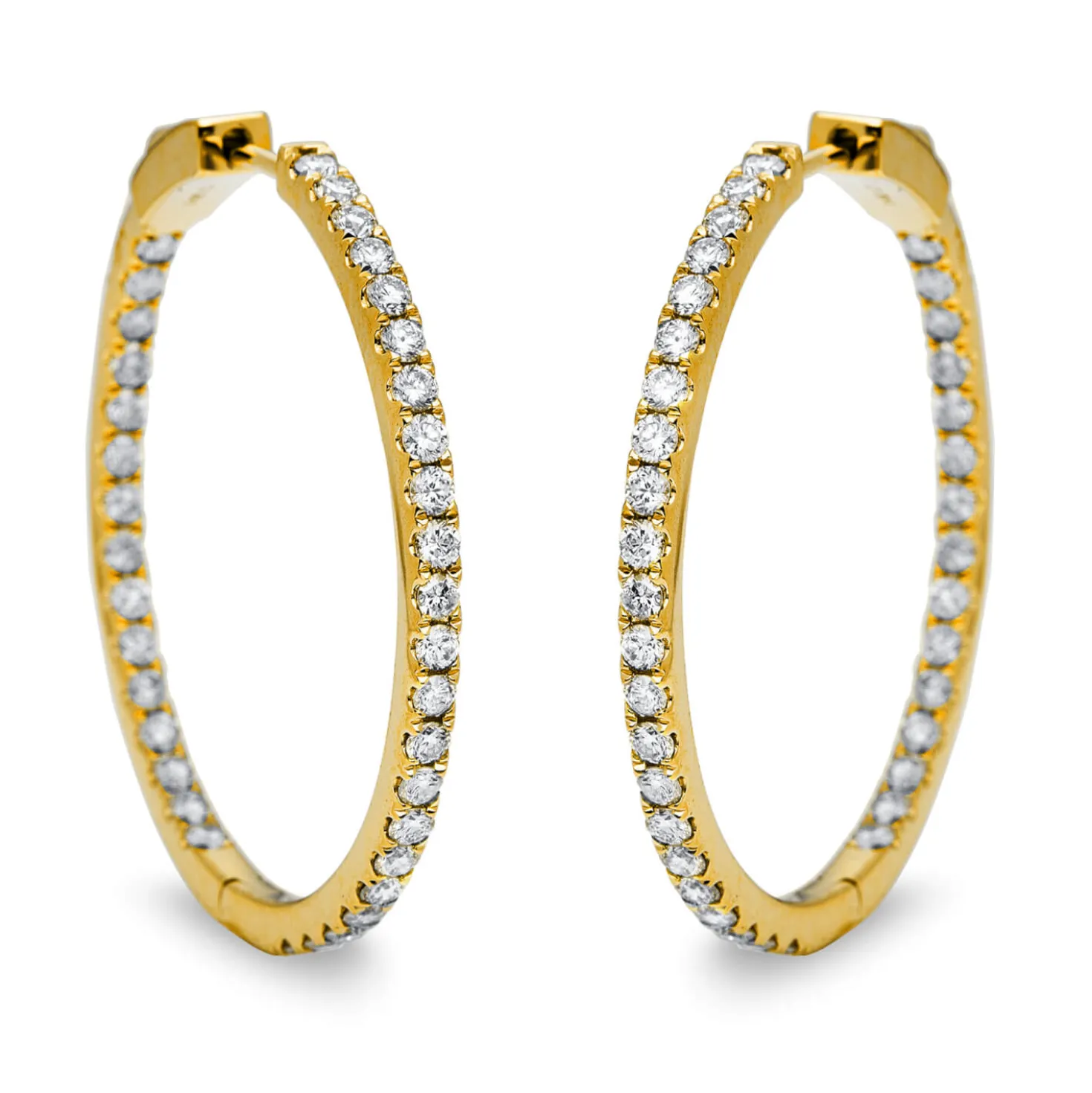 Creolen aus 750 Gold Gelbgold 74 Brillanten 1,95ct TW-SI 31,5x2,5mm