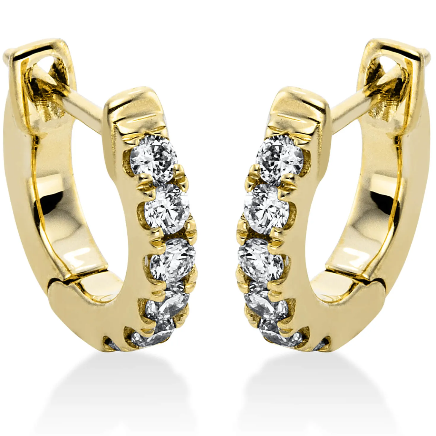 Creolen aus 750 Gold Gelbgold 12 Brillanten 0,21ct TW-SI 10,3x1,9mm