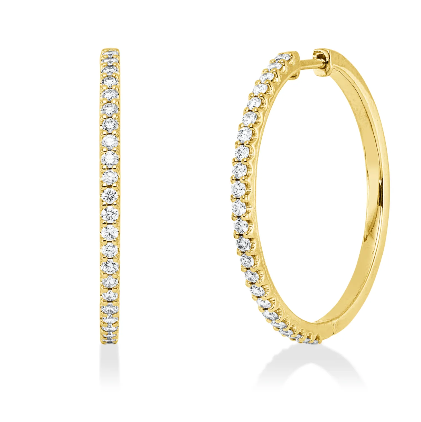 Creolen aus 750 Gold Gelbgold 46 Brillanten 1,02ct TW-SI 33x2,2mm