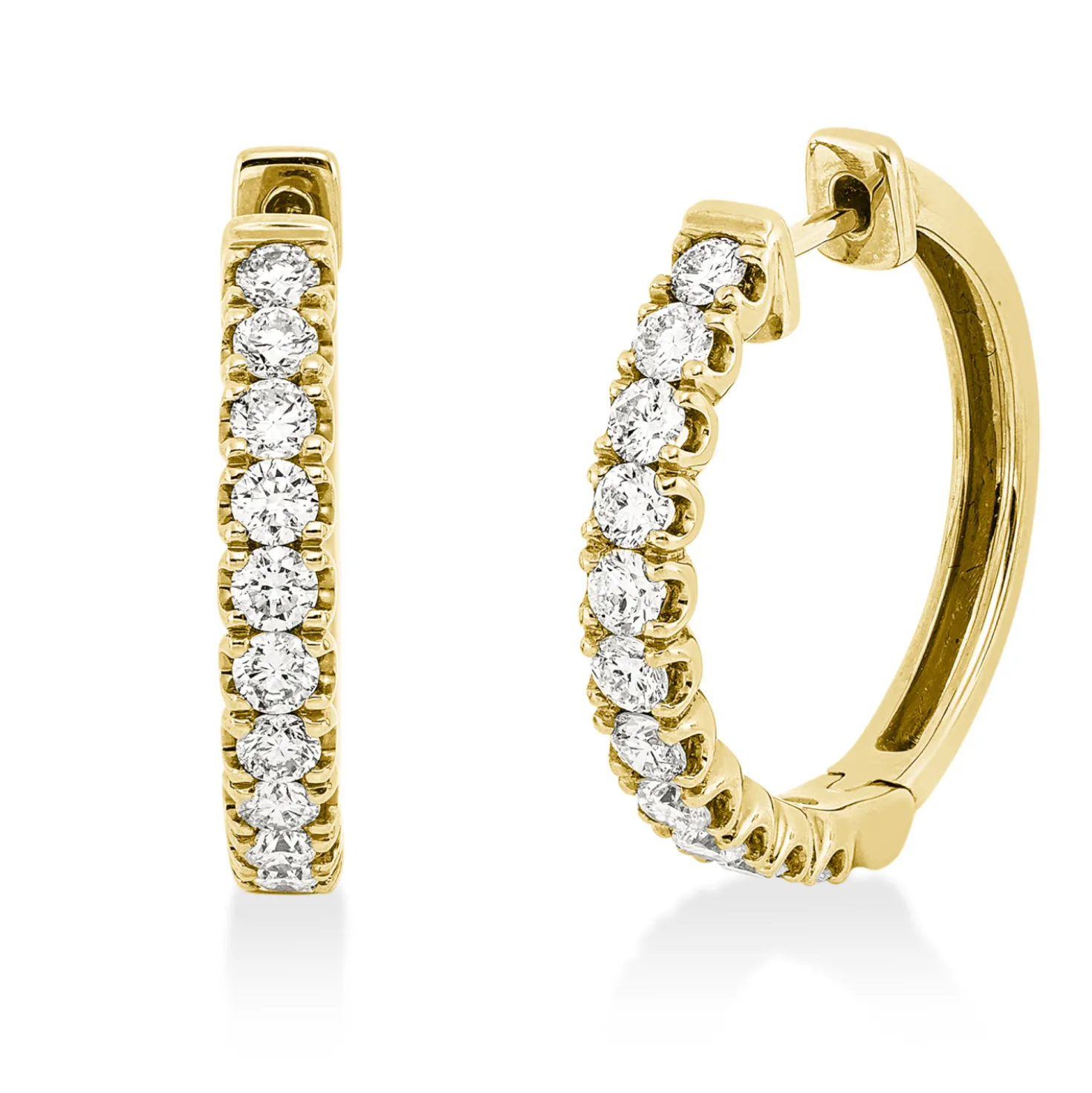 Creolen aus 750 Gold Gelbgold 22 Brillanten 1,01ct TW-SI 21,5x3,3mm