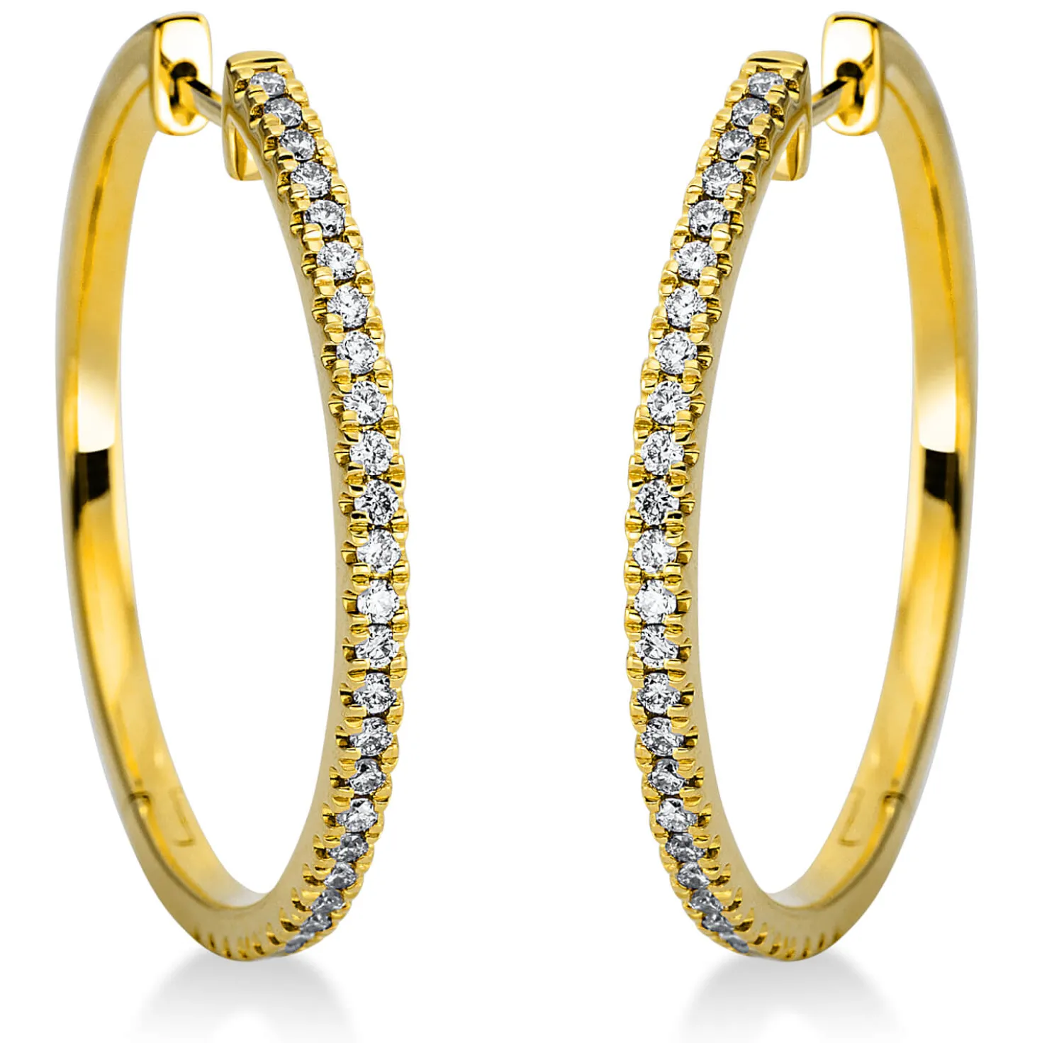 Creolen aus 750 Gold Gelbgold 58 Brillanten 0,38ct TW-SI 26,2x1,6mm