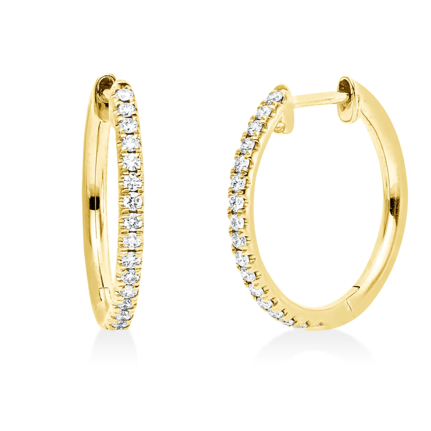 Creolen aus 750 Gold Gelbgold 34 Brillanten 0,17ct TW-SI 14,5x1,2mm