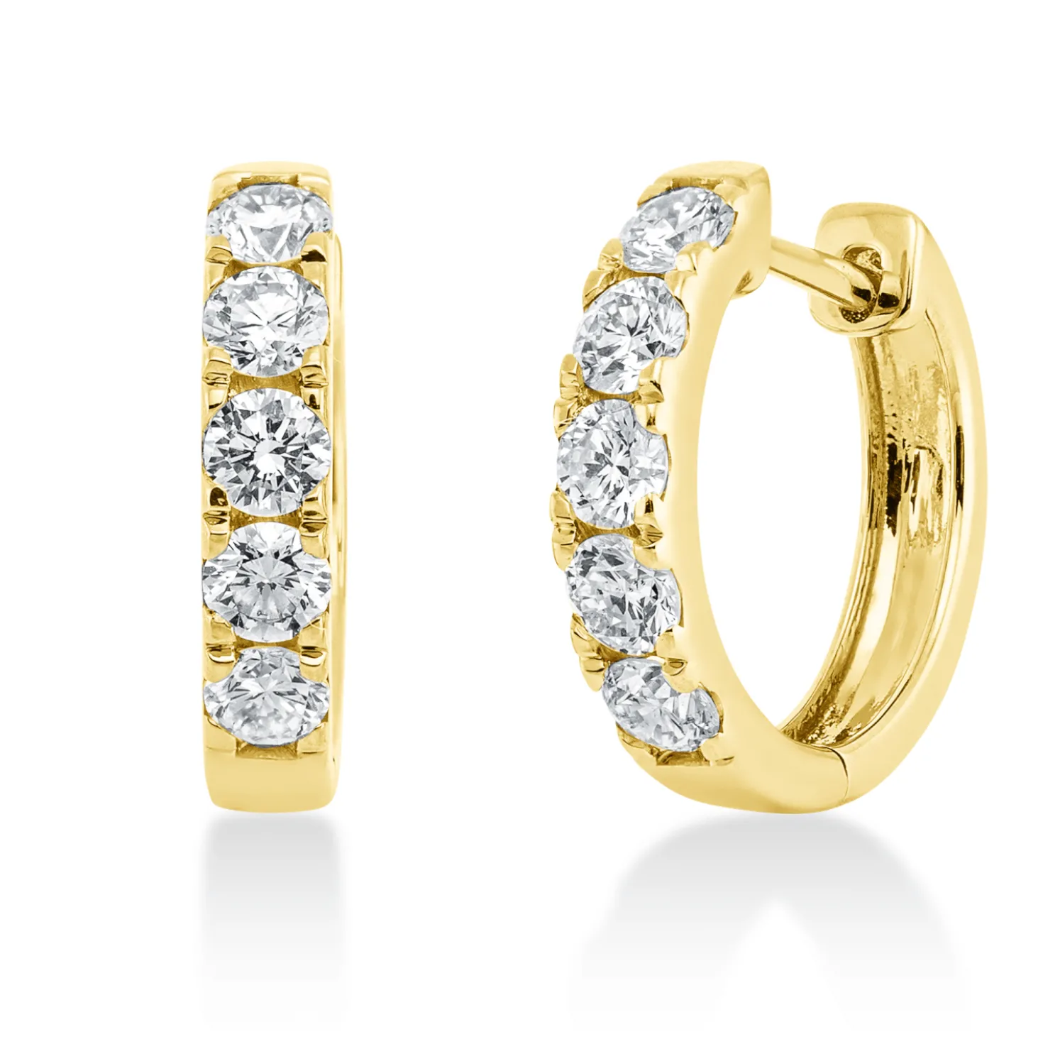 Creolen aus 750 Gold Gelbgold 10 Brillanten 0,89ct TW-SI 14,7x3mm