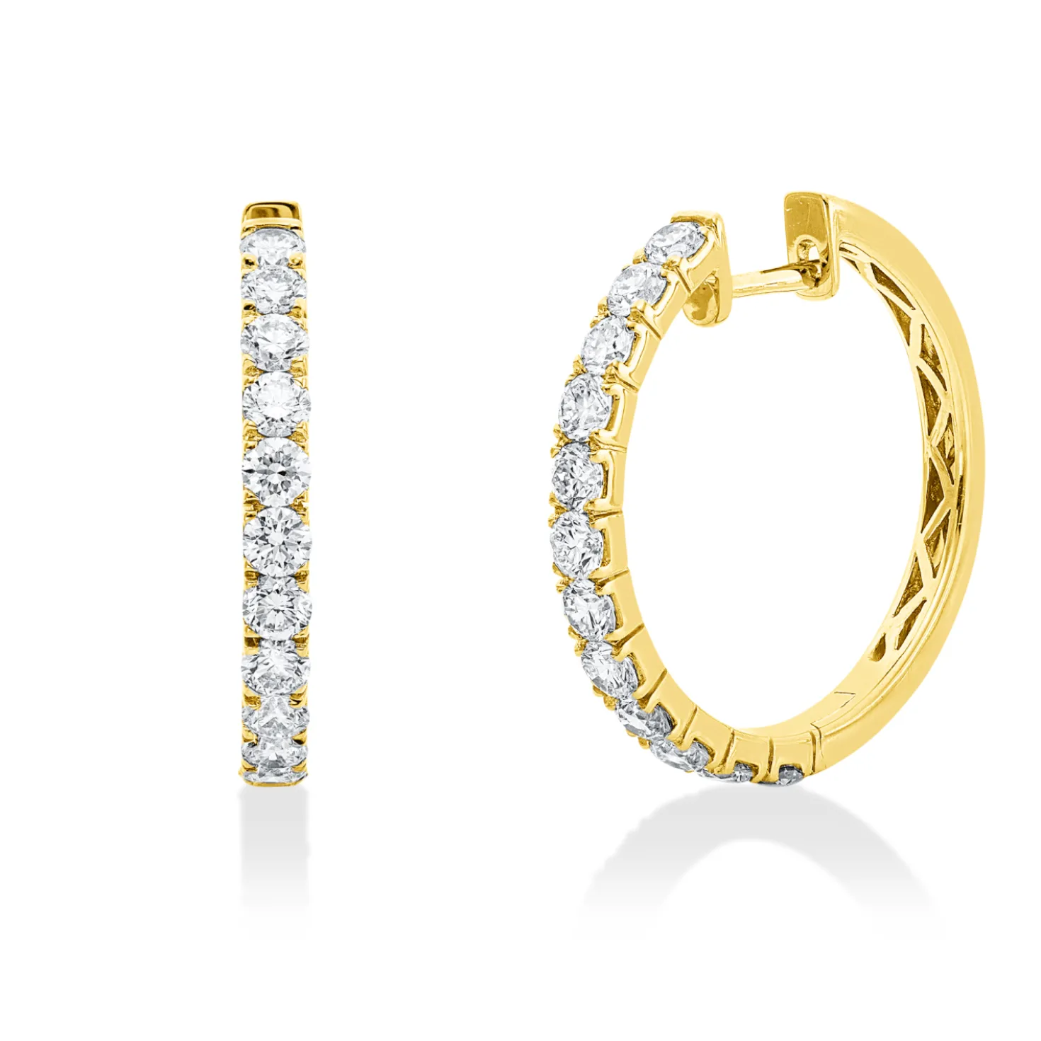Creolen aus 750 Gold Gelbgold 24 Brillanten 1,93ct TW-SI 24,4x2,7mm