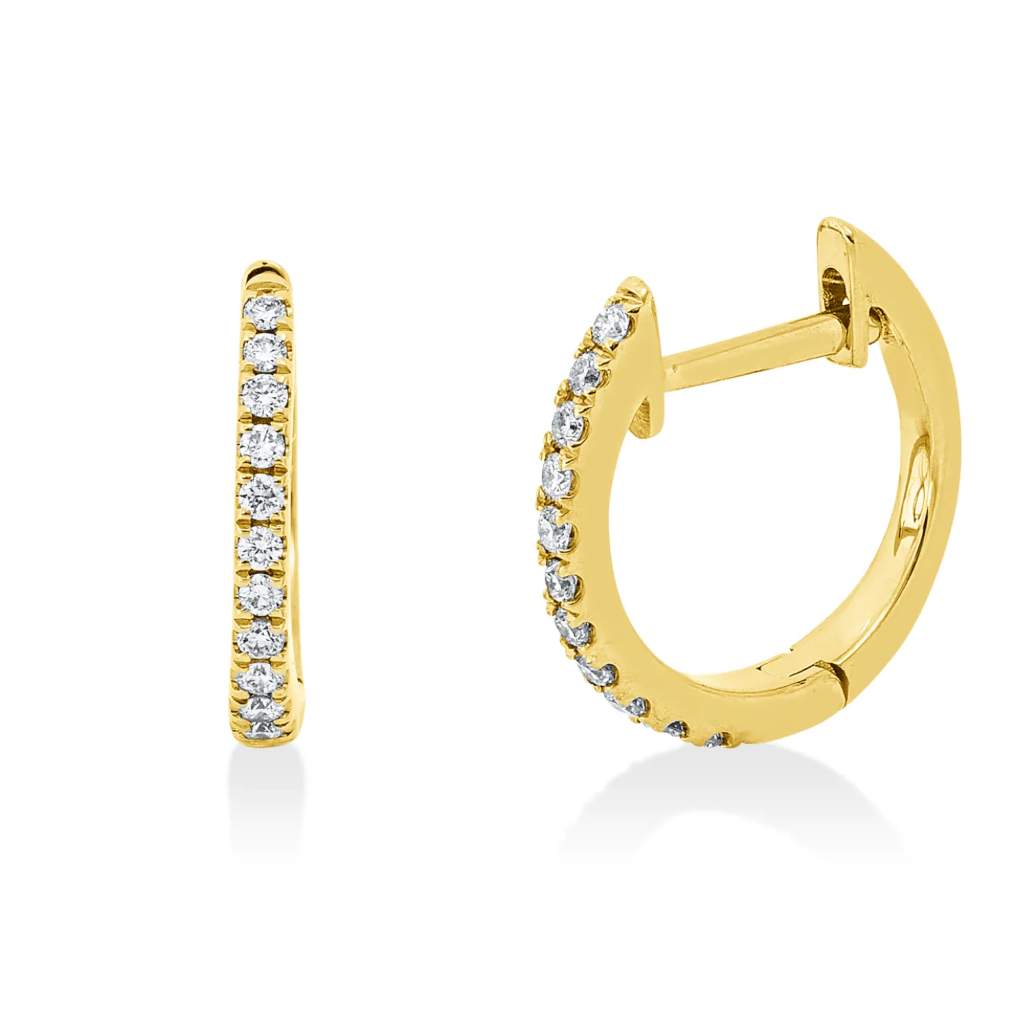 Creolen aus 750 Gold Gelbgold 22 Brillanten 0,11ct TW-SI 11x1,5mm