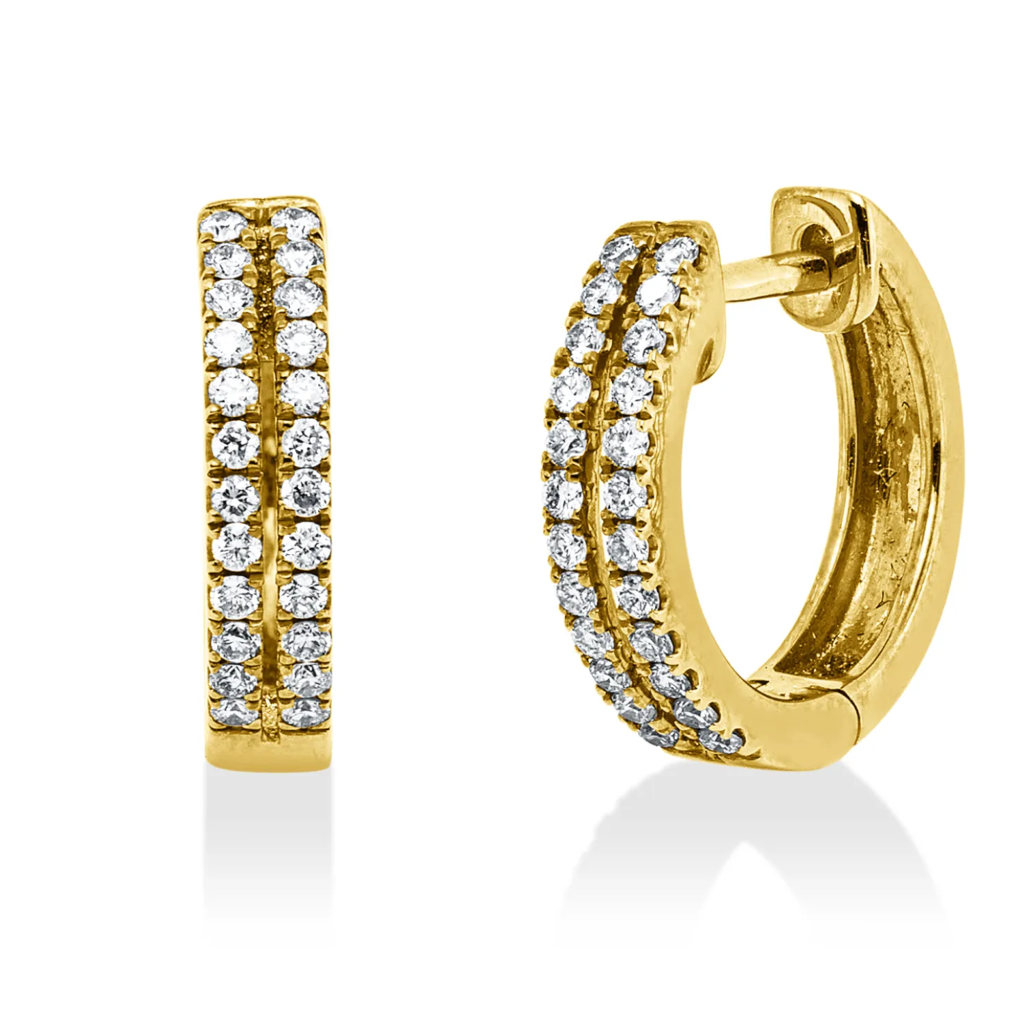 Creolen aus 750 Gold Gelbgold 48 Brillanten 0,29ct W-SI 13,6x2,9mm