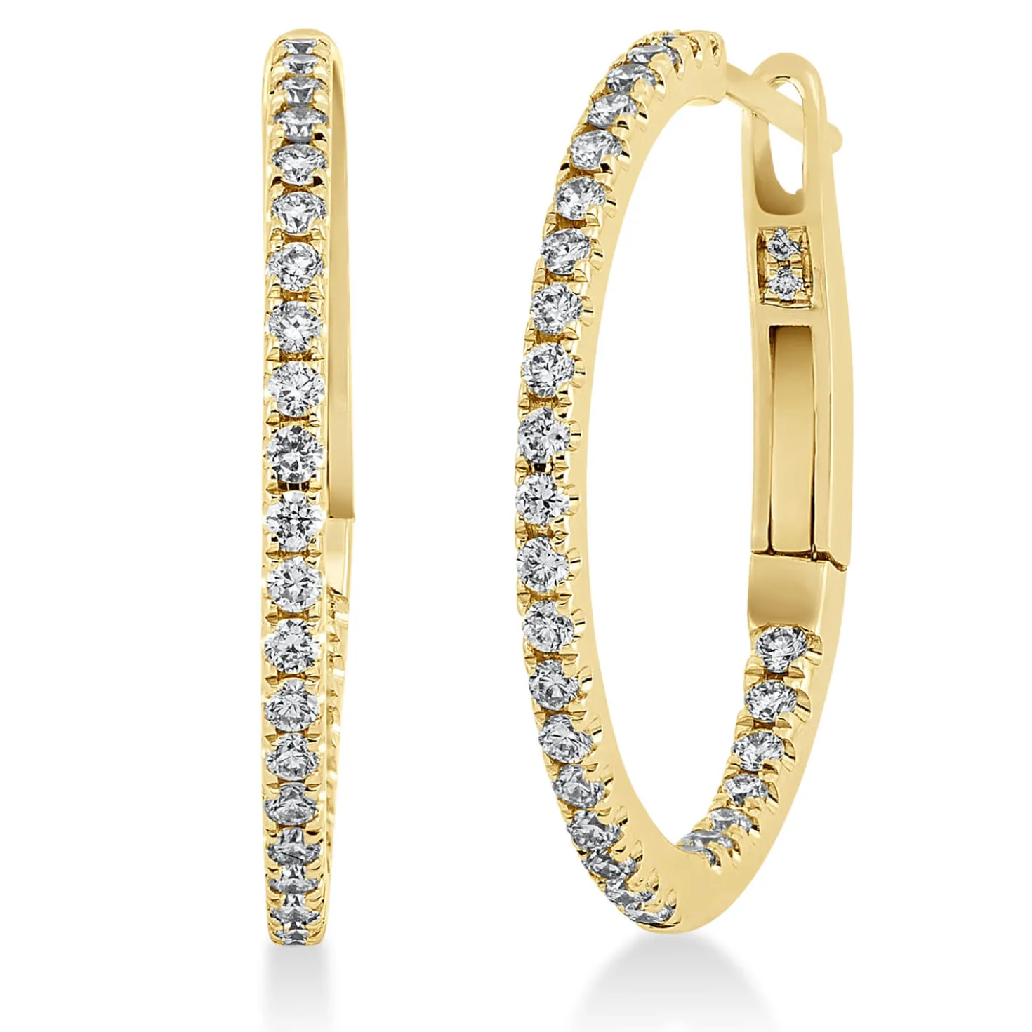 Creolen aus 750 Gold Gelbgold 60 Brillanten 0,42ct W-SI 19,8x1,4mm