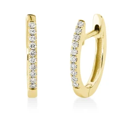 Creolen aus 750 Gold Gelbgold 20 Brillanten 0,09ct W-SI 12,4x1,5mm