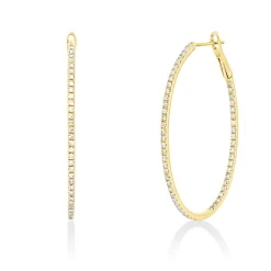 Creolen aus 750 Gold Gelbgold 108 Diamanten 0,54ct TTLB-SI 35,5x1,3mm