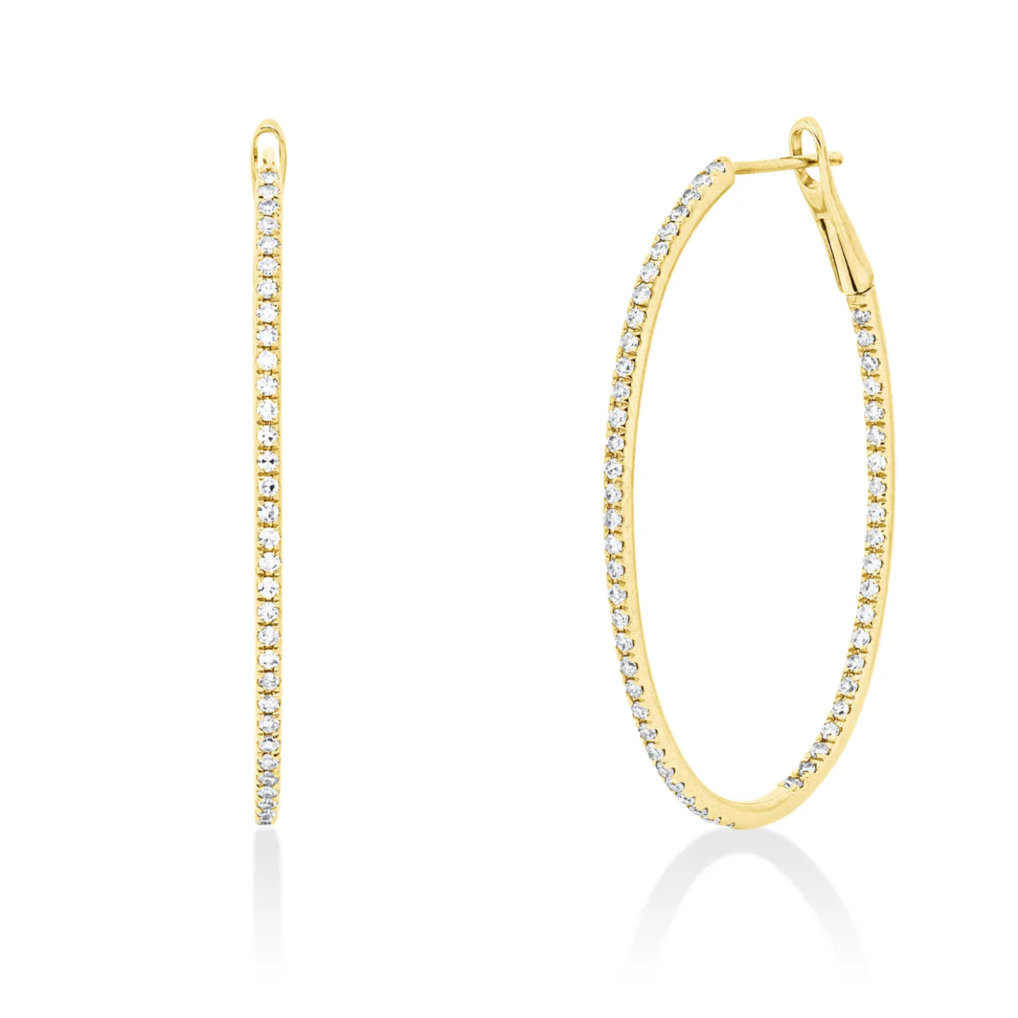 Creolen aus 750 Gold Gelbgold 108 Diamanten 0,54ct TTLB-SI 35,5x1,3mm