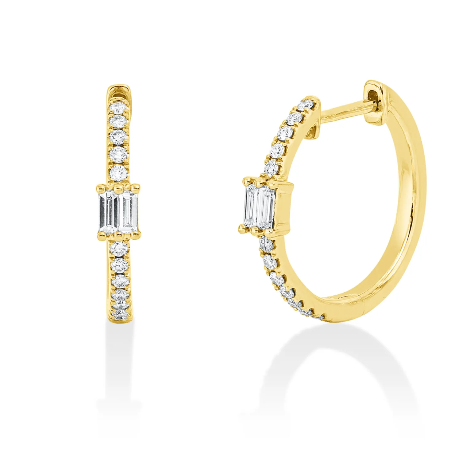 Creolen aus 750 Gold Gelbgold 28 Diamanten 0,23ct TW-SI 15,9x2,8mm