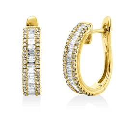 Creolen aus 750 Gold Gelbgold 127 Diamanten 0,79ct TW-SI 17,3x4,5mm