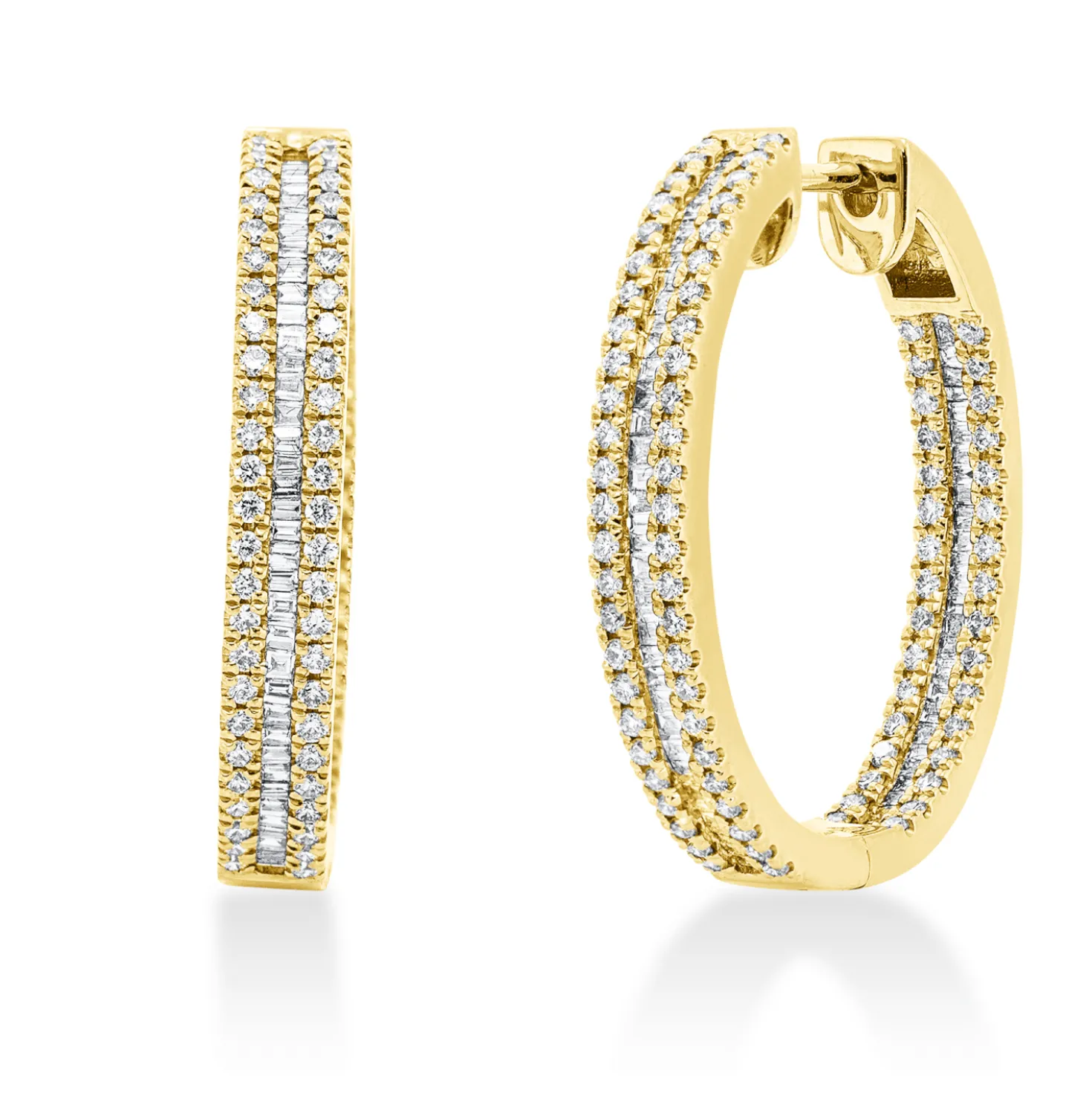 Creolen aus 750 Gold Gelbgold 283 Diamanten 1,11ct TW-SI 22,5x3,3mm