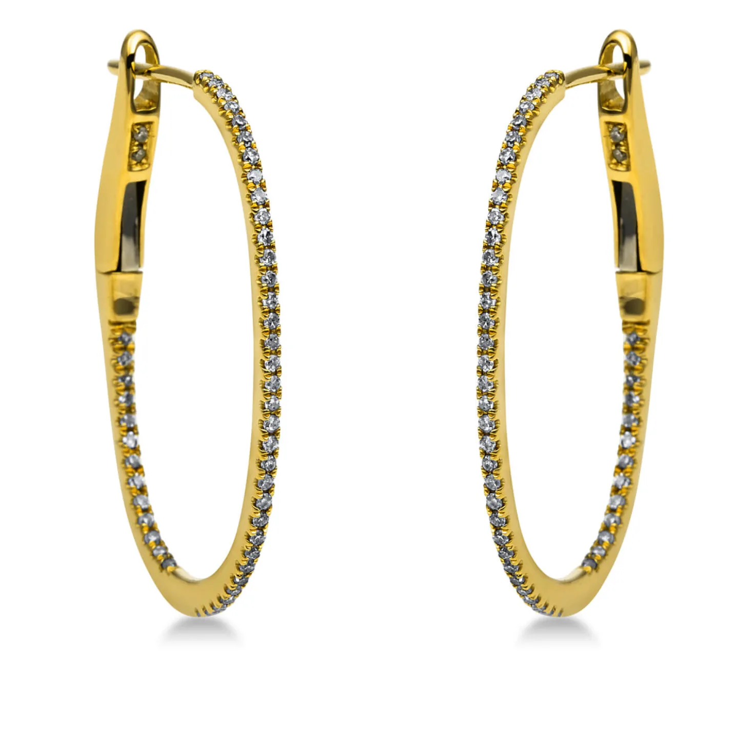 Creolen aus 750 Gold Gelbgold 98 Diamanten 0,2ct TW-SI 24x0,8mm