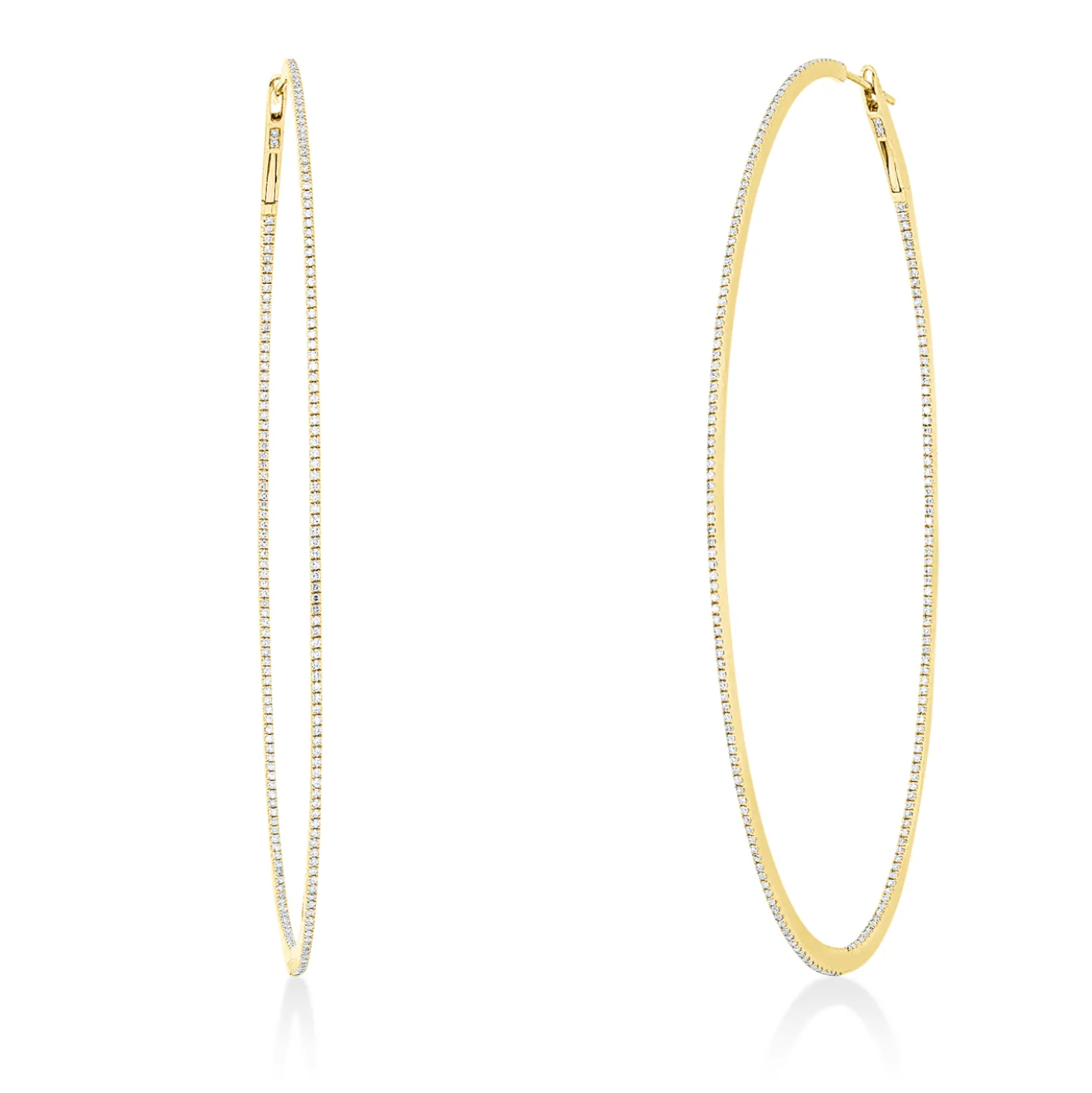 Creolen aus 750 Gold Gelbgold 396 Diamanten 1,18ct TW-SI 87,6x1mm