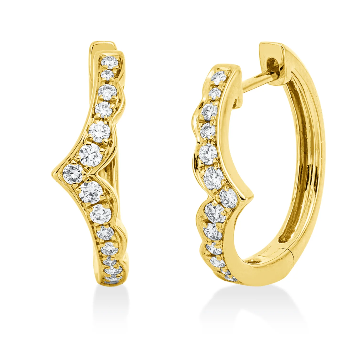 Creolen aus 750 Gold Gelbgold 30 Diamanten 0,32ct TW-SI 16,2x1,8mm
