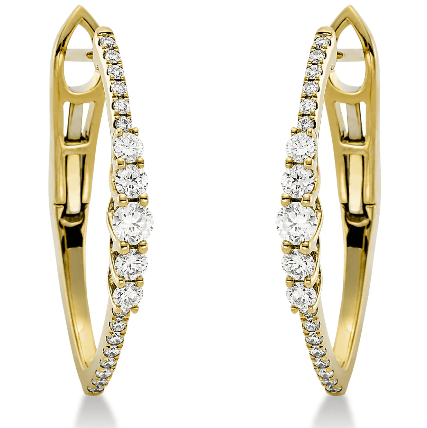 Creolen aus 750 Gold Gelbgold 38 Diamanten 0,51ct TW-SI 23,4x2,5mm