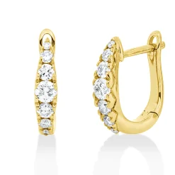 Creolen aus 750 Gold Gelbgold 14 Diamanten 0,39ct TW-SI 12,2x2,7mm