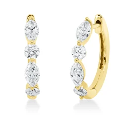 Creolen aus 750 Gold Gelbgold 8 Diamanten 1ct TW-SI 17,8x3mm