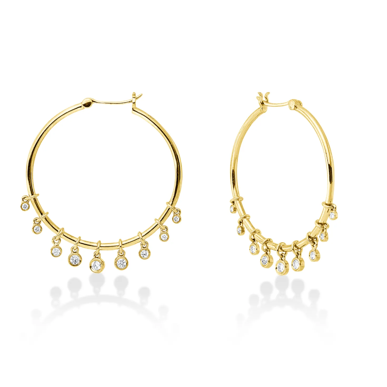 Creolen aus 585 Gold Gelbgold 18 Diamanten 0,25ct TW-SI 34x2,8mm