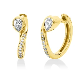 Creolen aus 750 Gold Gelbgold 20 Diamanten 0,4ct TW-SI 15,5x5mm
