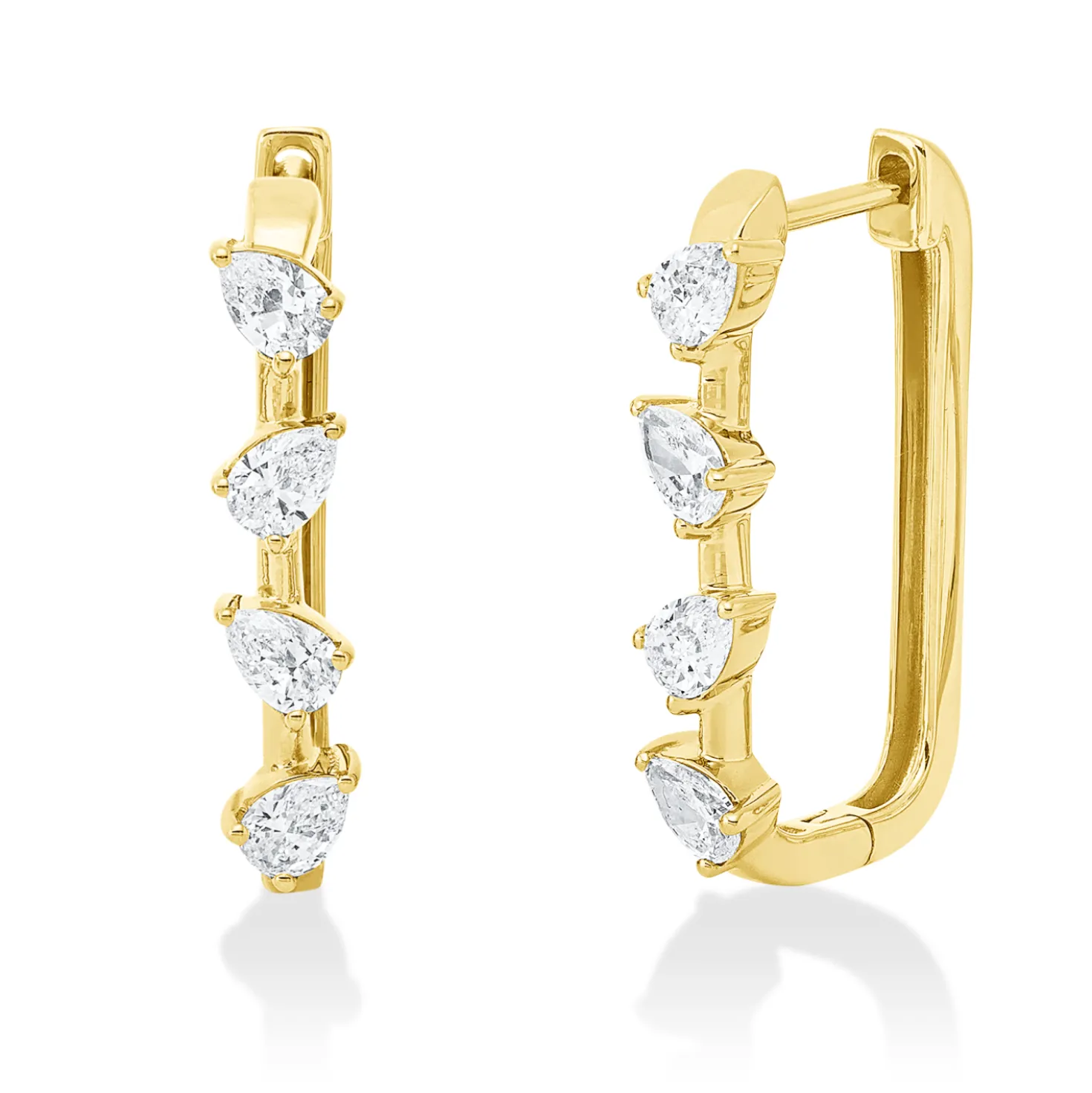 Creolen aus 750 Gold Gelbgold 8 Diamanten 1,14ct TW-SI 24x4,4mm 3er-Krappe