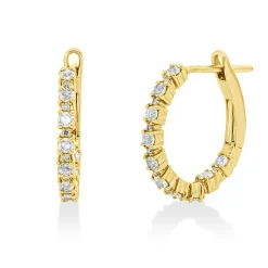 Creolen aus 750 Gold Gelbgold 38 Diamanten 0,3ct TW-VSI/SI 15,4x1,6mm