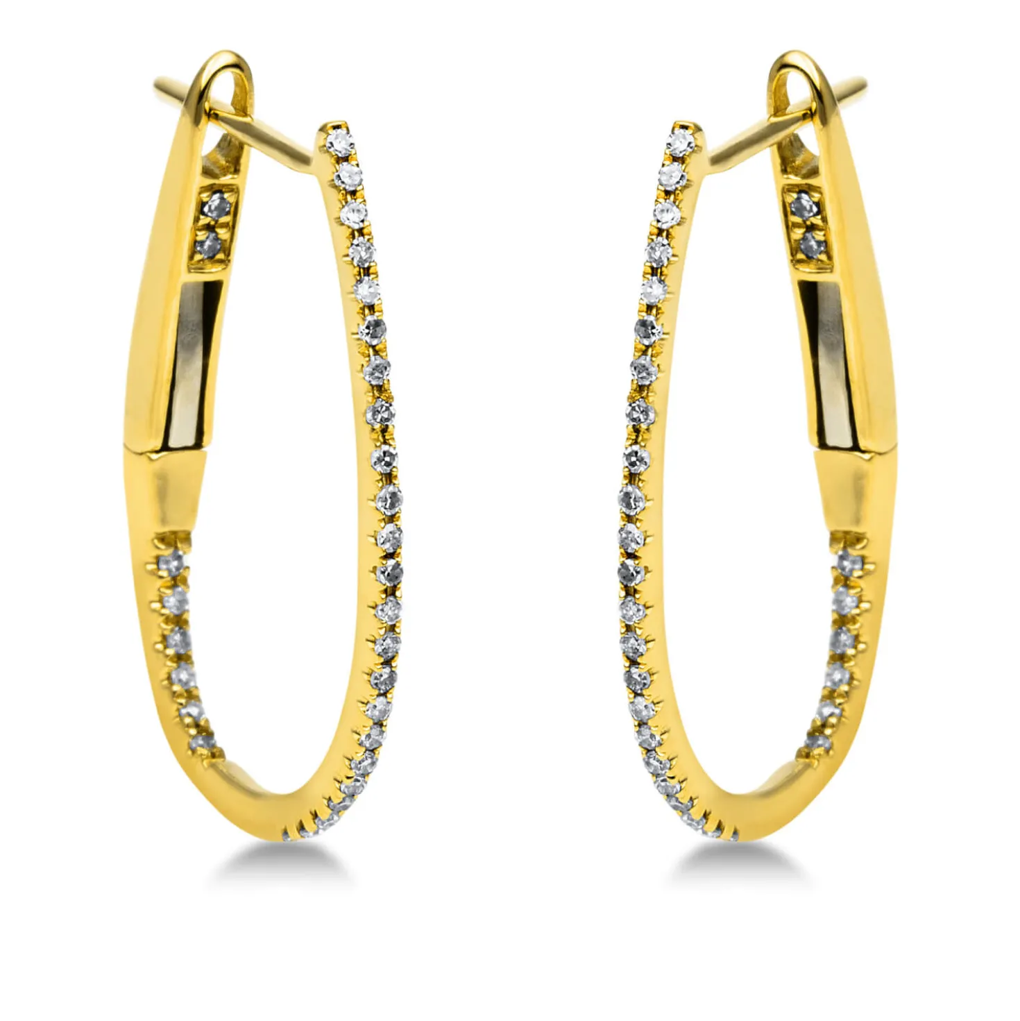 Creolen aus 750 Gold Gelbgold 62 Diamanten 0,12ct W-SI 18,2x0,7mm