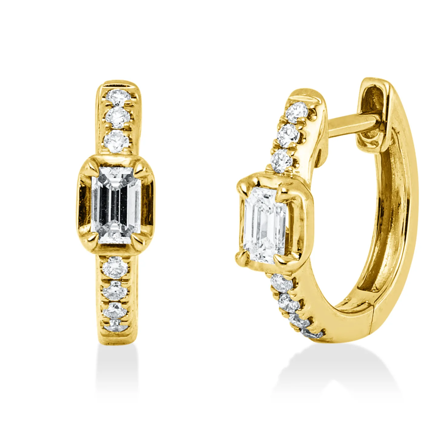 Creolen aus 750 Gold Gelbgold 16 Diamanten 0,28ct 12,2x3,4mm