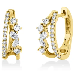 Creolen aus 750 Gold Gelbgold mit 34 Diamant-Brillanten 0,49ct TW-SI 14,2x5,4mm