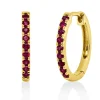Creolen aus 750 Gold Gelbgold 18 Rubine 0,42ct rot 16,1x1,9mm