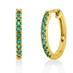Creolen aus 750 Gold Gelbgold 18 Smaragde 0,28ct grün 16,1x1,9mm